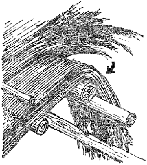 Перегибание соломы на коньке (гребне) крыши