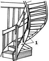 Рис. 4.  Винтовая лестница на изогнутых тетивах