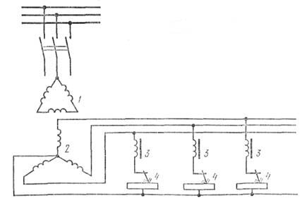 Схема включения многопостового трехфазного сварочного трансформатора